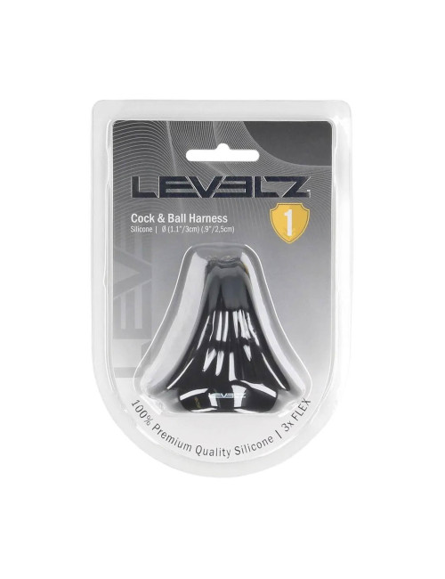Levelz Uprząż Silikonowa na Penis i Jądra Czarna
