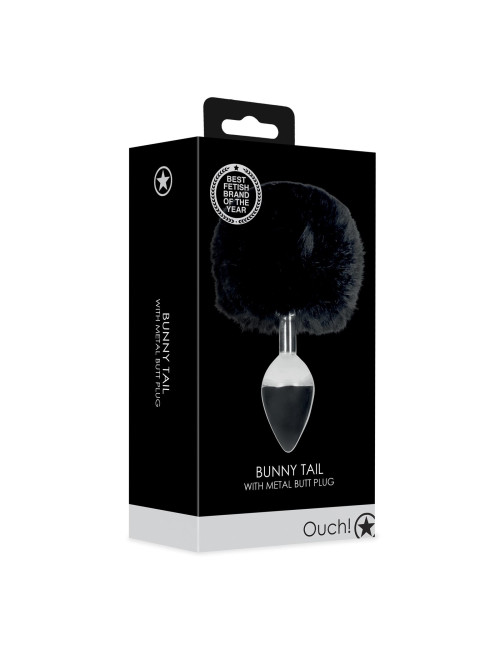 Ouch! Bunny Tail z Metalowym Korkiem Analnym Czarny