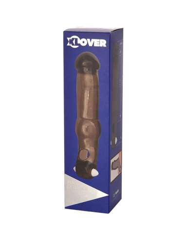 xToyFa XLover, Penis Sleeve, for increase in size with vibration, TPE, transparent black, 19.4 cm