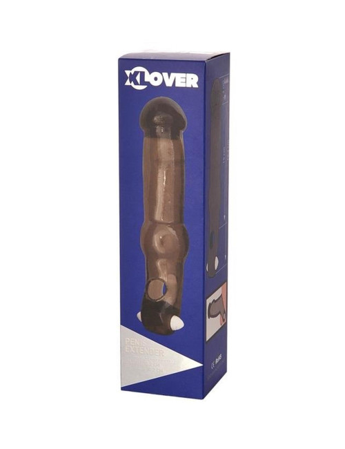 xToyFa XLover, Penis Sleeve, for increase in size with vibration, TPE, transparent black, 19.4 cm