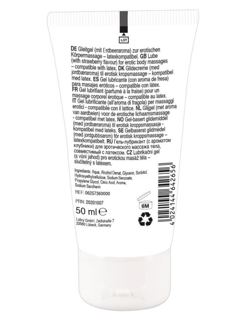 Lick it! Strawberry - Afrodyzjaki żel do masażu 50 ml, wegański, zapach truskawki