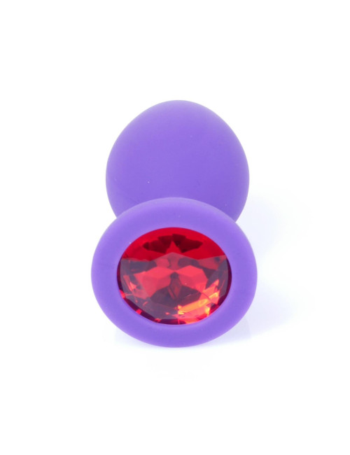 B - Series HeavyFun Fioletowy Plug z Czerwonym Kryształem M