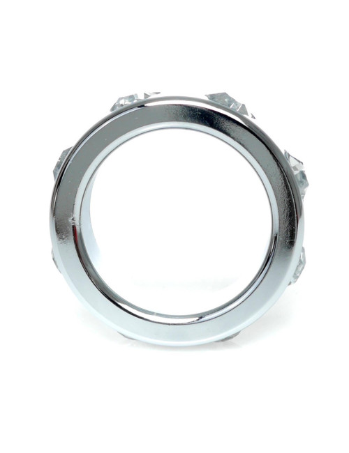 Pierścień-Metal Cock Ring with Cristal Diamonds Small