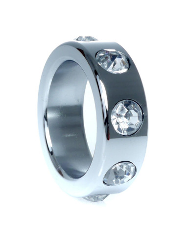 Pierścień-Metal Cock Ring with Cristal Diamonds Small
