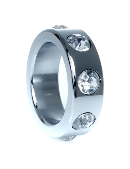 Pierścień-Metal Cock Ring with Cristal Diamonds Small