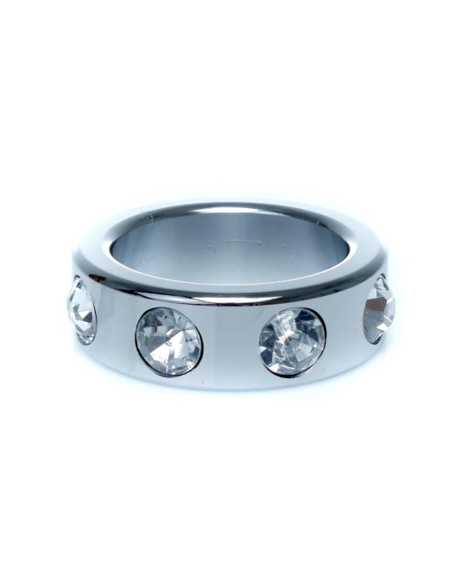 Pierścień-Metal Cock Ring with Cristal Diamonds Small