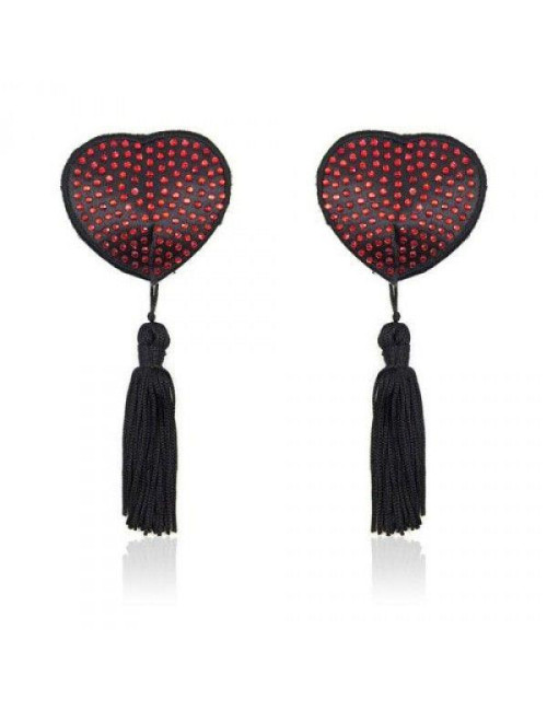 Bielizna-Heart shine nipples tassels (rosso)