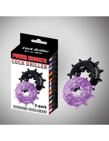 Cockdriller 2 pack black / purple 2 pack cockring  5 cm x 1,6 cm