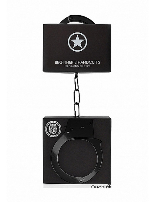 Ouch! Beginners Handcuffs Black - Czarne kajdanki dla początkujących