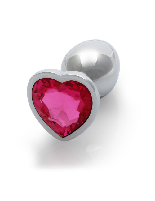Ouch! Heart Gem Butt Plug Small - Srebrny korek analny z kryształkiem