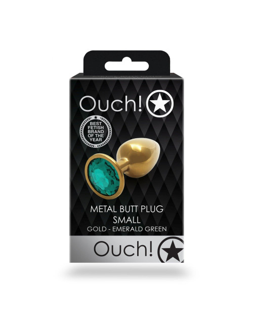 Ouch! Round Gem Butt Plug Small - Złoty korek analny z cyrkonią