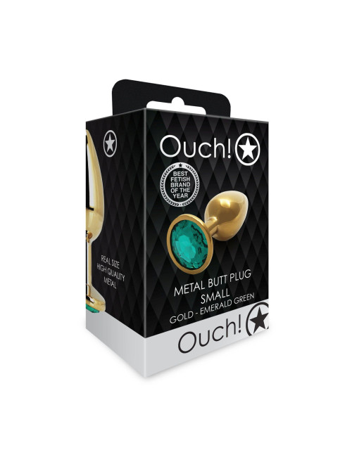Ouch! Round Gem Butt Plug Small - Złoty korek analny z cyrkonią