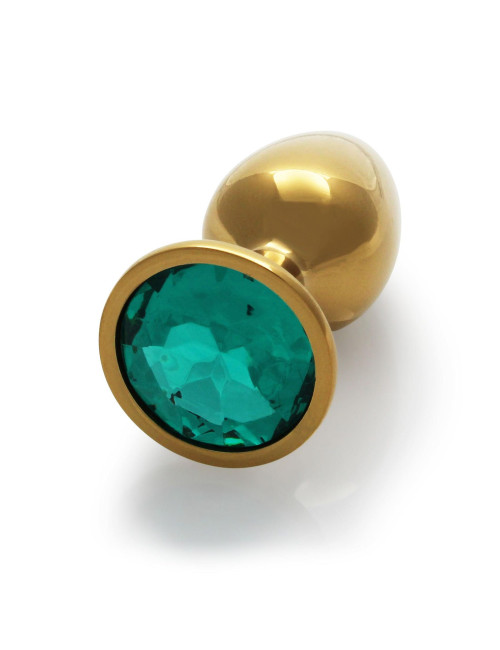 Ouch! Round Gem Butt Plug Small - Złoty korek analny z cyrkonią