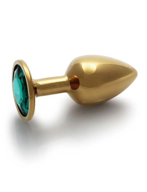 Ouch! Round Gem Butt Plug Small - Złoty korek analny z cyrkonią