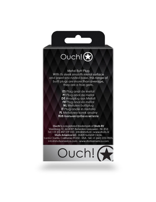 Ouch! Round Gem Butt Plug Small Gunmetal - Korek analny