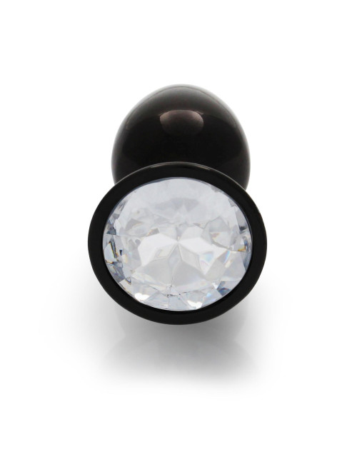 Ouch! Round Gem Butt Plug Small Gunmetal - Korek analny