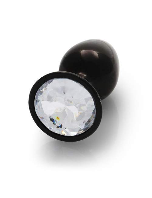Ouch! Round Gem Butt Plug Small Gunmetal - Korek analny