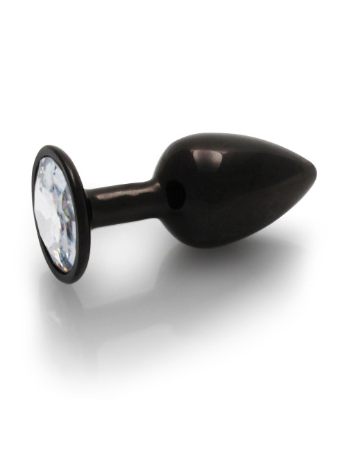Ouch! Round Gem Butt Plug Small Gunmetal - Korek analny