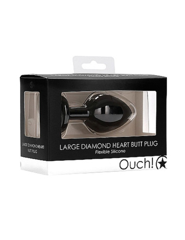 Diamond Heart Butt Plug - Large - Black