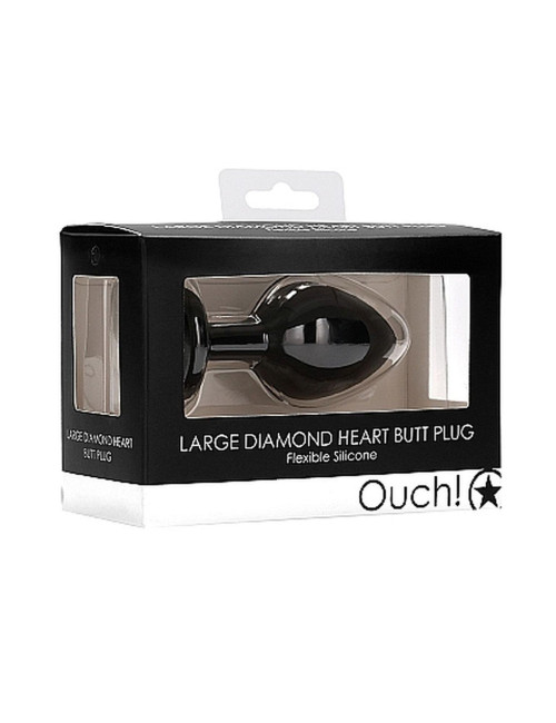 Ouch! Diamond Heart Butt Plug Large Czarny