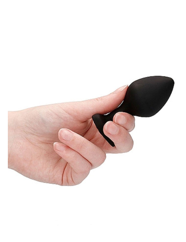 Diamond Heart Butt Plug - Large - Black