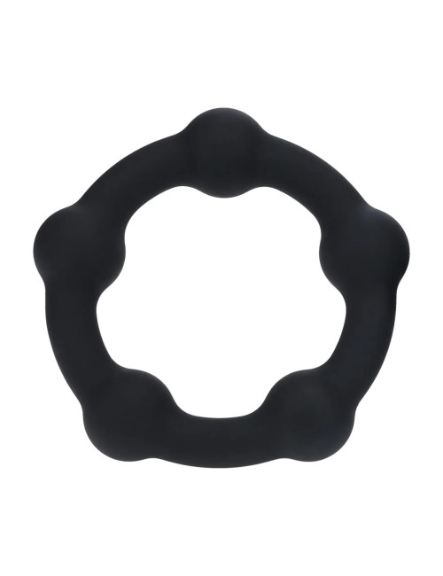 Beaded Silicone Cockring - L - 45mm - Black