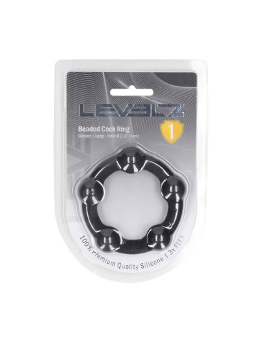 Beaded Silicone Cockring - L - 45mm - Black