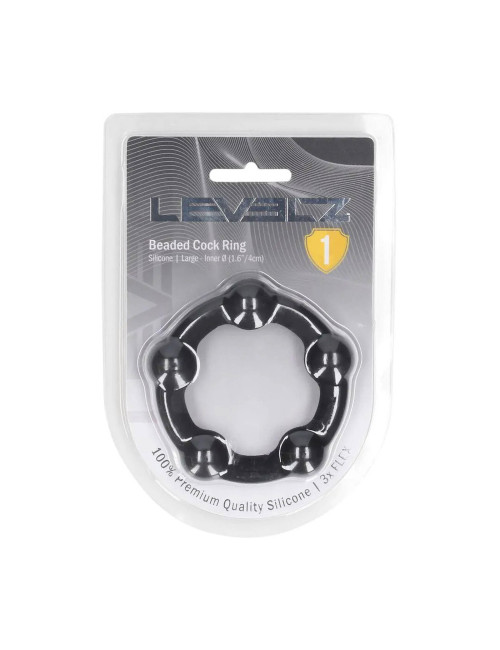 Beaded Silicone Cockring - L - 45mm - Black