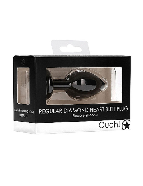 Diamond Heart Butt Plug - Regular - Black