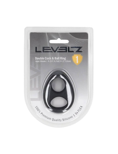 Double Liquid Silicone Cock and Ball Ring - Black