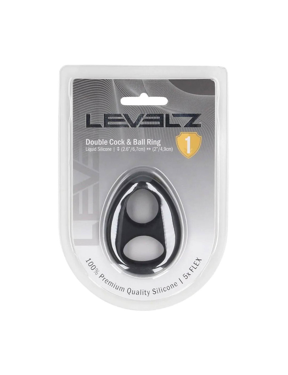 Double Liquid Silicone Cock and Ball Ring - Black
