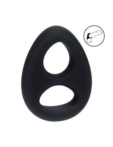Double Liquid Silicone Cock and Ball Ring - Black