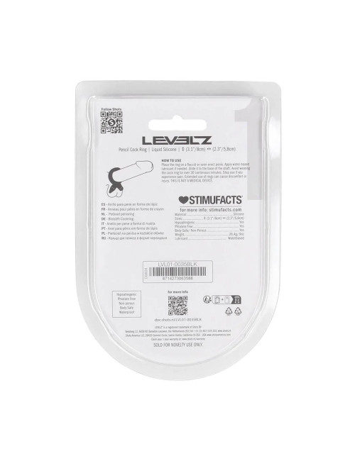 Pencil Liquid Silicone Cockring - Black
