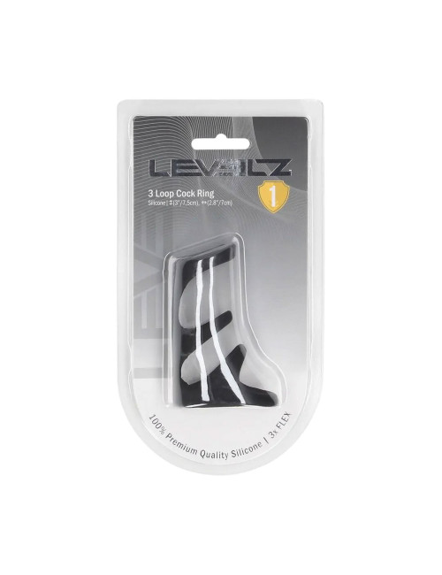 3 Loop Silicone Cockring - Black