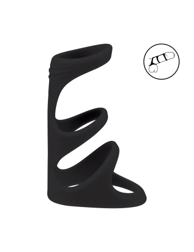 3 Loop Silicone Cockring - Black