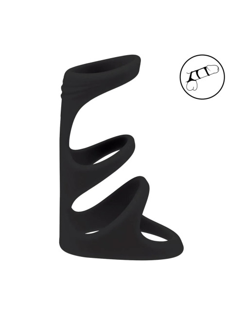 3 Loop Silicone Cockring - Black