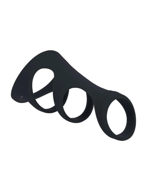3 Loop Silicone Cockring - Black