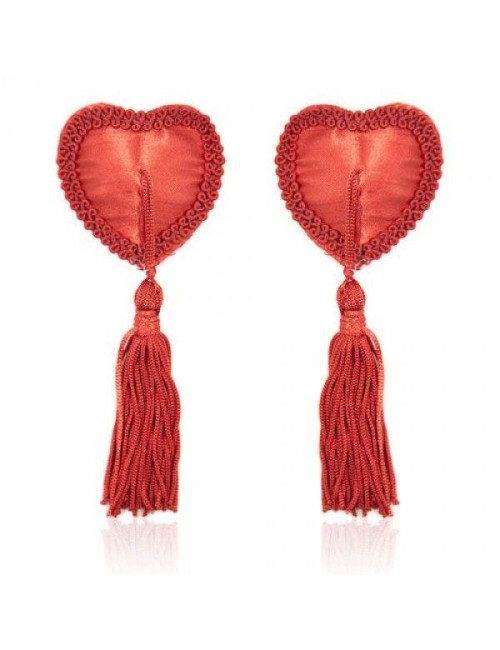 Bielizna-Heart Nipples Tassels RED