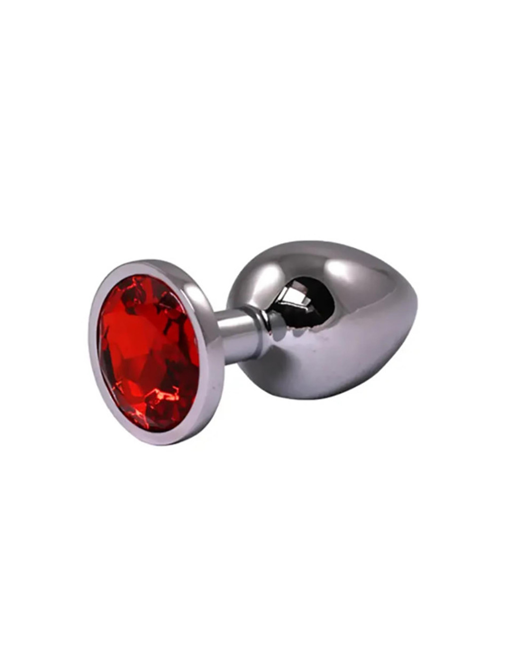 Fantasy Silver Small Butt Plug z czerwonym kryształem