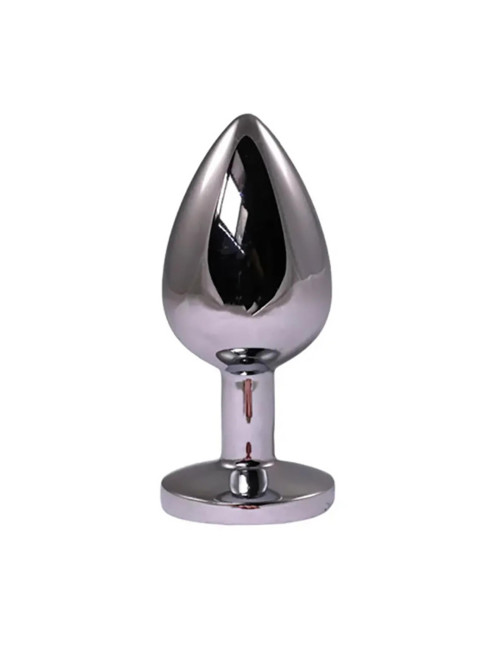 Fantasy Silver Small Butt Plug z czerwonym kryształem