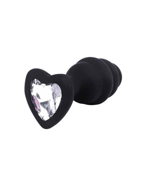 BUTT PLUG Black ribbed small