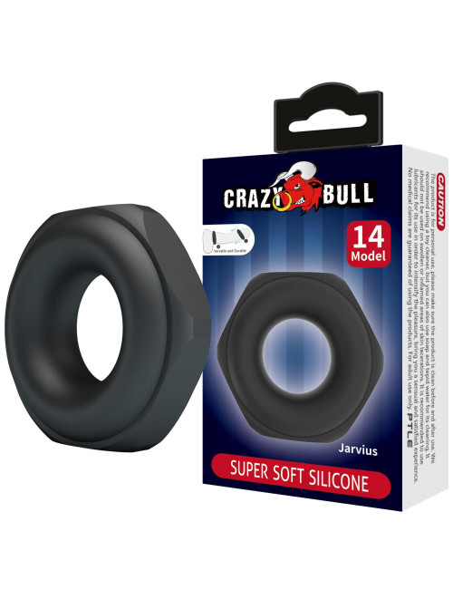 Crazy Bull Jarvius Super Soft Silicone Cock Ring – Black