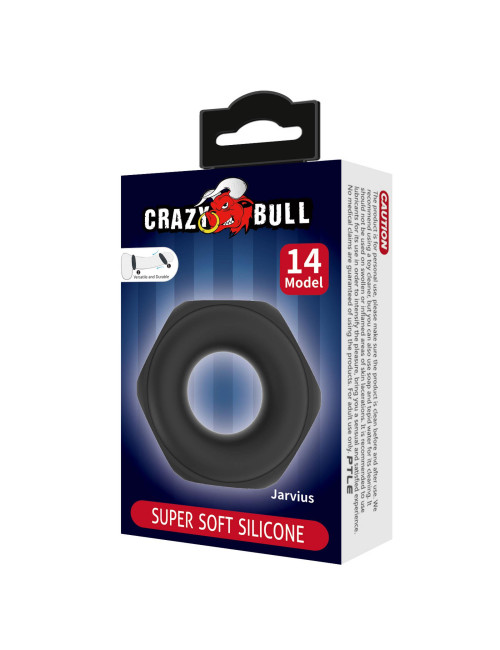 Crazy Bull Jarvius Super Soft Silicone Cock Ring - Black