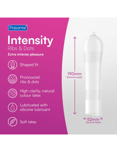 Pasante Ribs & Dots/Intensity Condoms 12 pcs