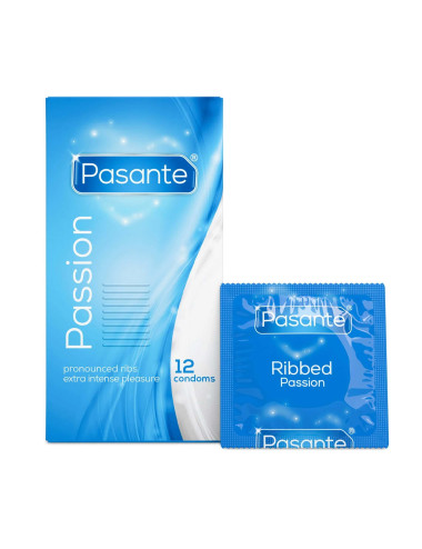 Pasante Ribbed/Passion Condoms 12 pcs