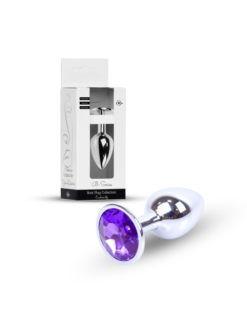 B-Series HeavyFun Metalowy plug analny z fioletowym kryształem