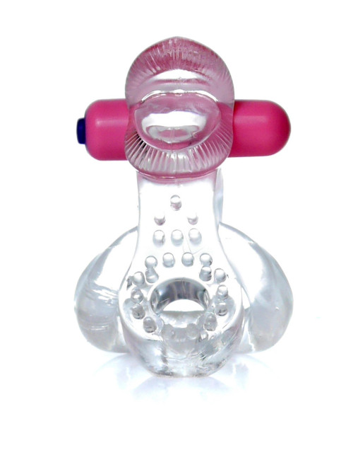 Pierścień-Tongue Vibro CockRing Clear