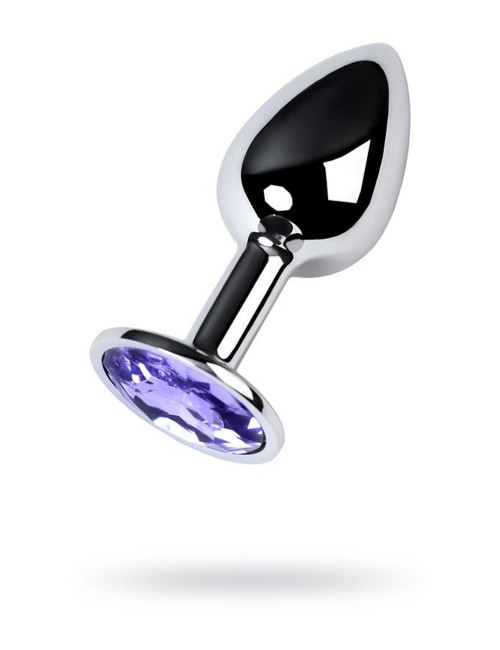 Silver anal plug with gem, blue