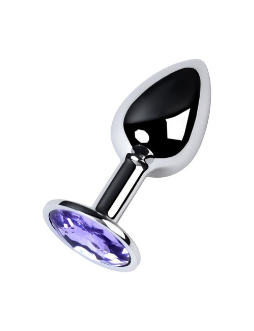 Silver anal plug with gem, blue