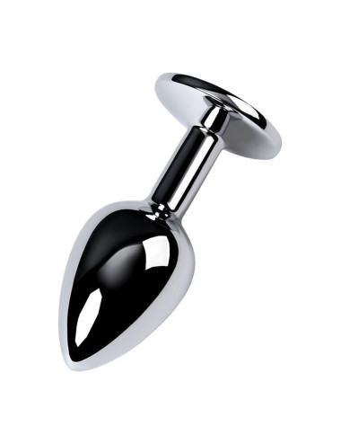 Silver anal plug with gem, blue